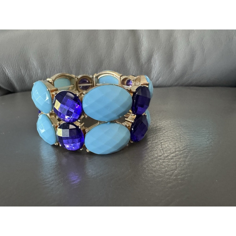 Cache Women's Stretchy Jewel Crystal Blue Purple Gold Bracelet $58